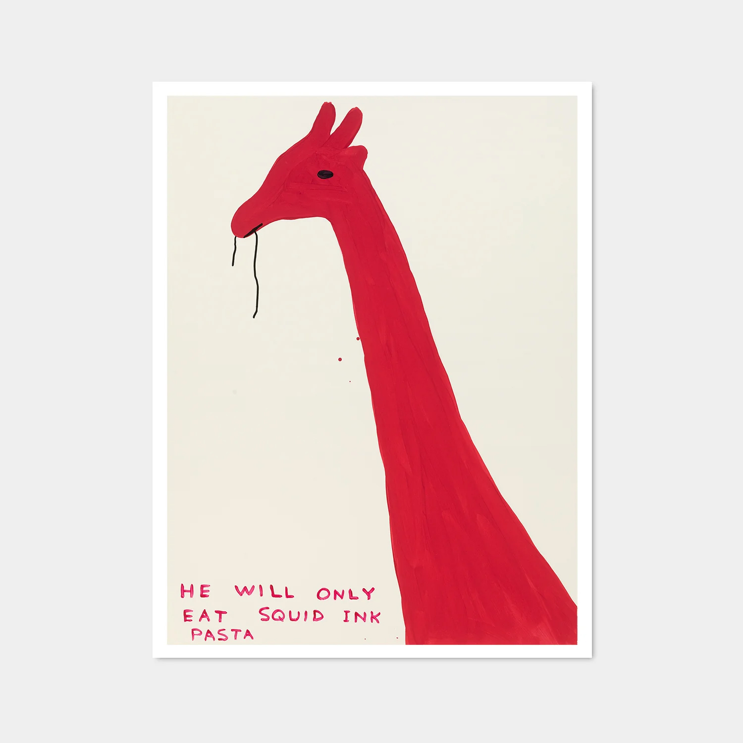 David Shrigley|he will only eat squid ink pasta (他只吃墨魚汁義大利麵) — 照片 1
