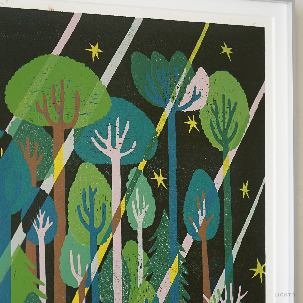 Forest Green by XINs, a vertical limited-edition artwork featuring figures and characters, in green tones.
