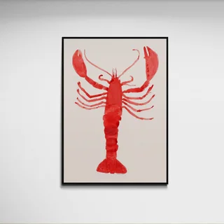 Langosta by Marina García Fernández, a vertical poster featuring animals, in red / orange tones.