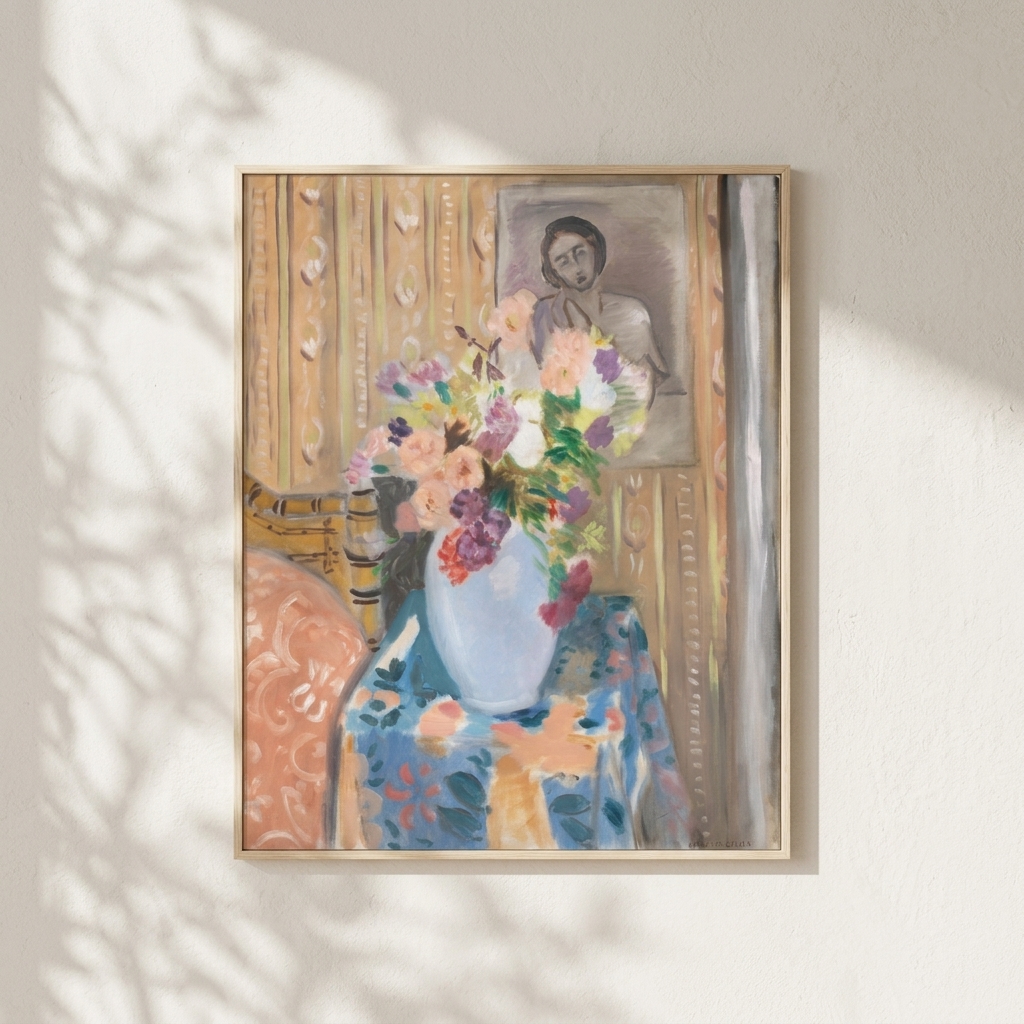 Flowers or Flowers in front of a portrait — Photo 1