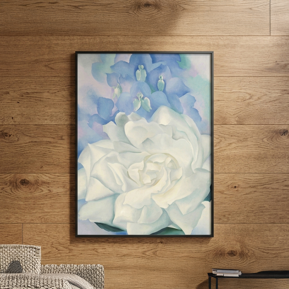 歐姬芙 Georgia O'Keeffe|白玫瑰與飛燕草 — 照片 1