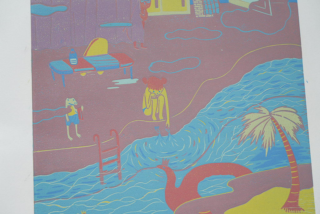 蔡詠欣 XINs《版畫 · 漂漂河 Drifting River》：人物與角色題材，直幅限量作品。