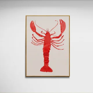 Langosta by Marina García Fernández, a vertical poster featuring animals, in red / orange tones.