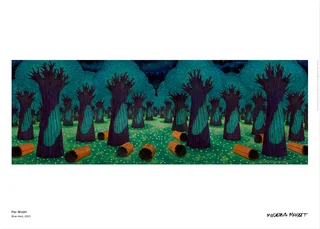 Blue hunt by Per Wizén, a horizontal poster featuring natural landscapes, in teal and green tones. Artwork image.