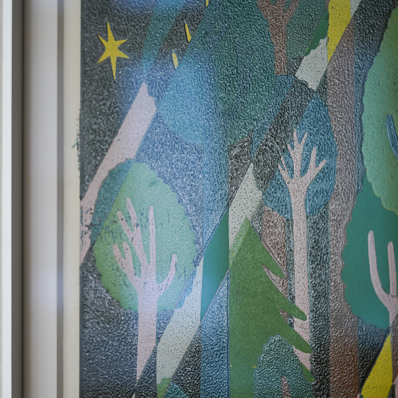 Forest Green by XINs, a vertical limited-edition artwork featuring figures and characters, in green tones.