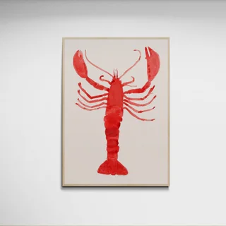 Langosta by Marina García Fernández, a vertical poster featuring animals, in red / orange tones.