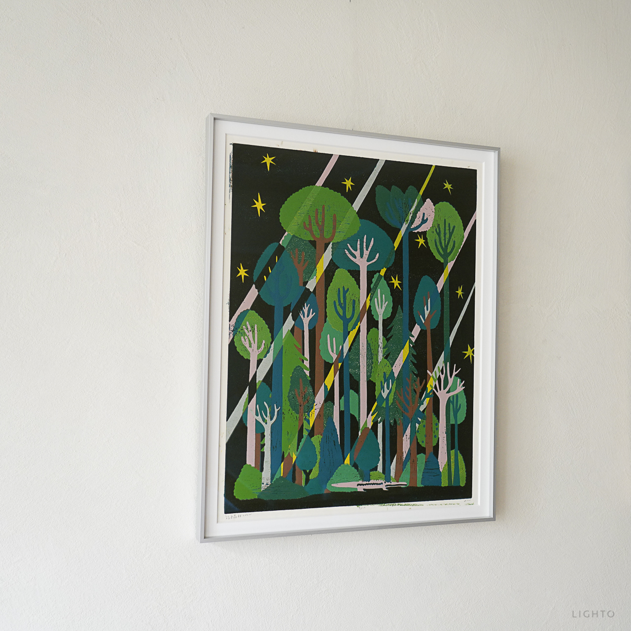 Forest Green by XINs, a vertical limited-edition artwork featuring figures and characters, in green tones.