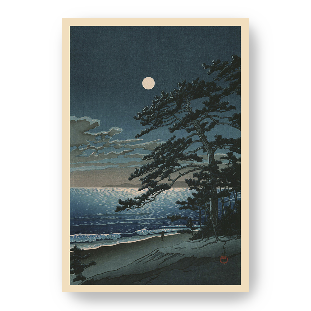 川瀬巴水 Kawase Hasui|二宮海灘的春月(春之月、二宮海岸) — 照片 1