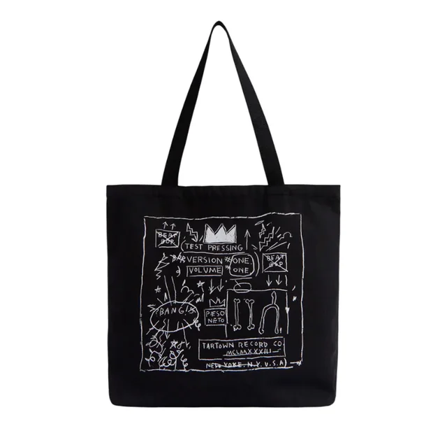 Limited · Canvas Handbag Jean-Michel Basquiat · Beat Bop Canvas Tote by Jean-Michel Basquiat, an artist-designed object featuring graffiti and pop art, in black and white tones. Cover image.