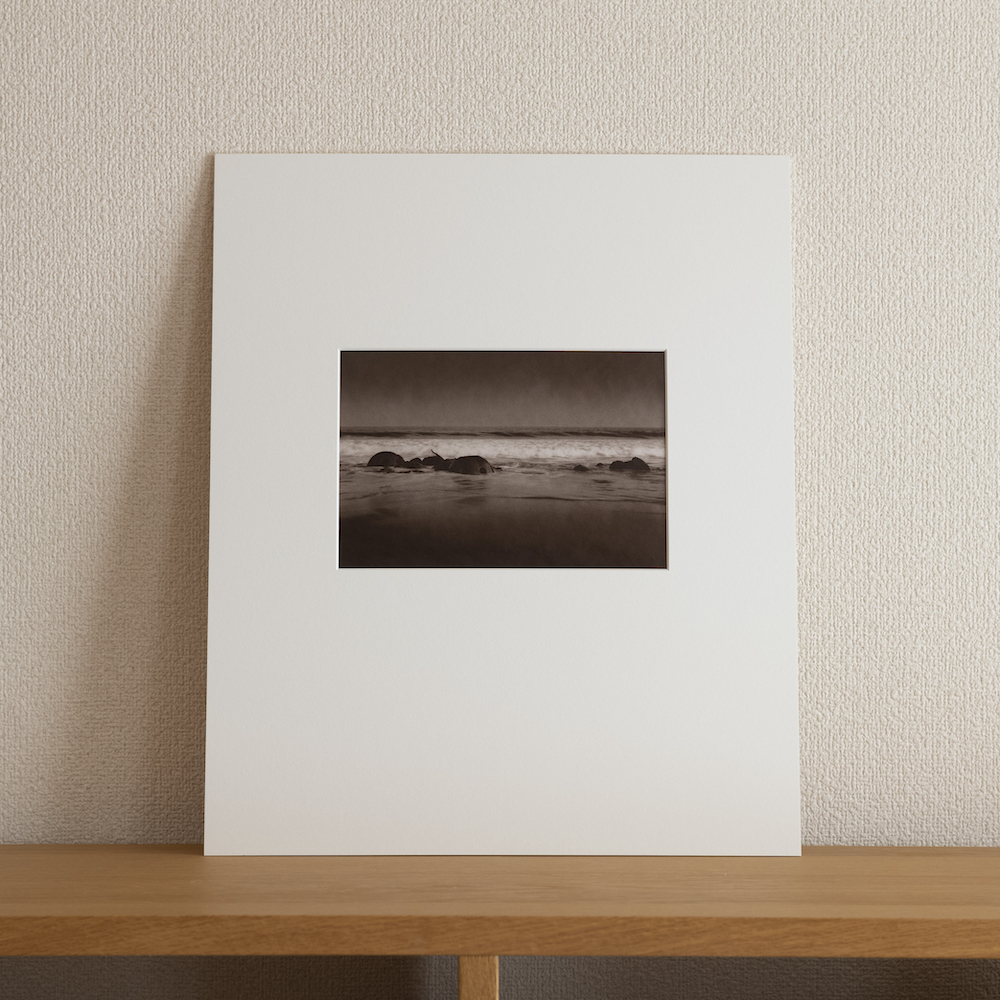 Decaying Slope Block #6 by Kino Koike, a vertical limited-edition artwork featuring natural landscapes and photographic and realistic imagery, in grey tones.