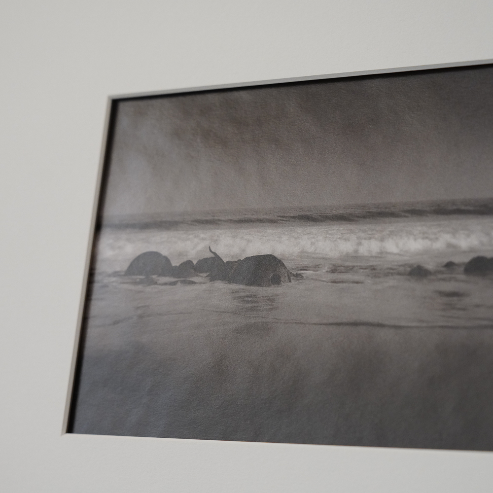 Decaying Slope Block #6 by Kino Koike, a vertical limited-edition artwork featuring natural landscapes and photographic and realistic imagery, in grey tones.