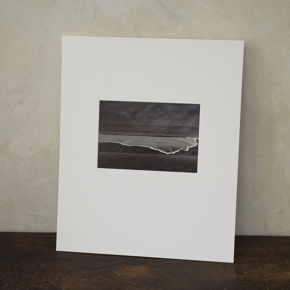 Wave Traces #9 by Kino Koike, a vertical limited-edition artwork featuring natural landscapes and photographic and realistic imagery, in black and white tones.