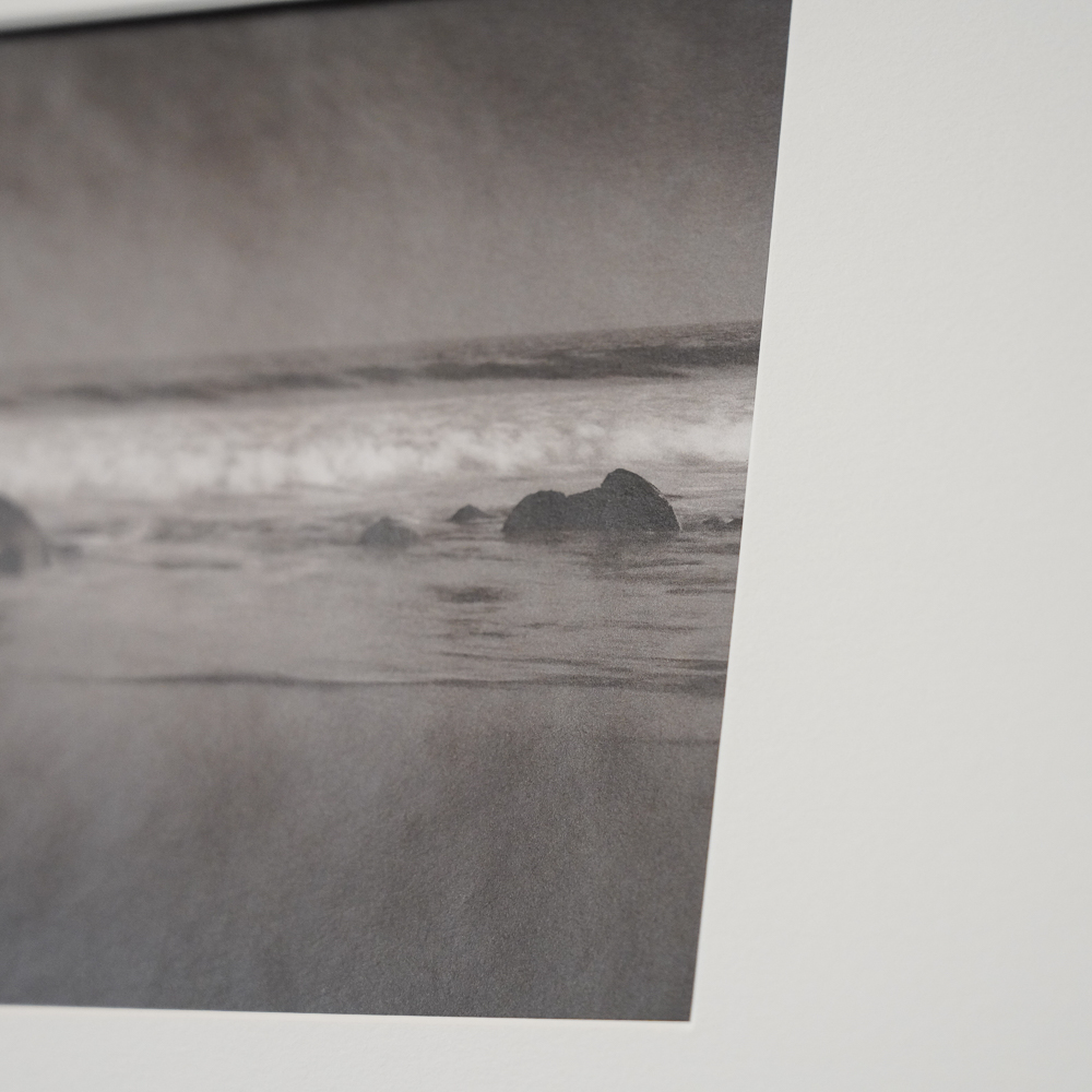 Decaying Slope Block #6 by Kino Koike, a vertical limited-edition artwork featuring natural landscapes and photographic and realistic imagery, in grey tones.