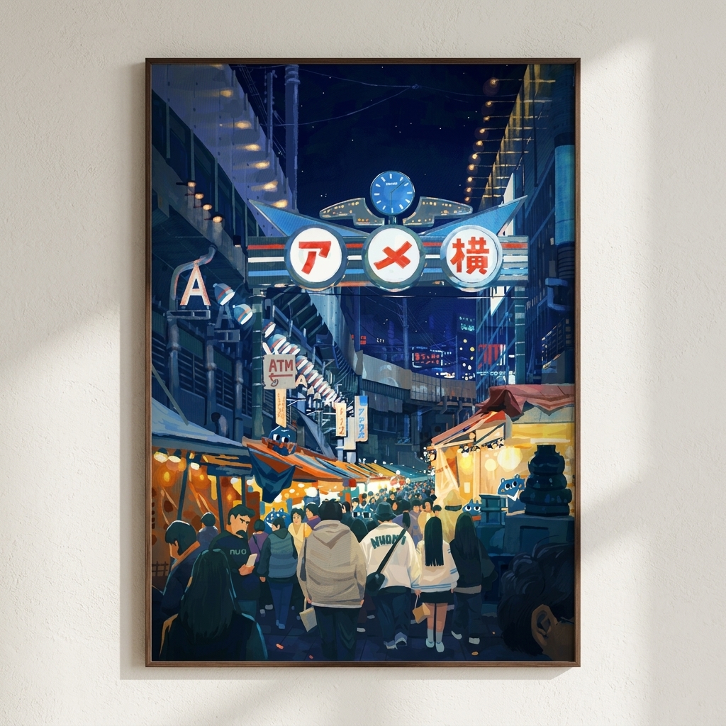 Ameyoko-Japanese street scene illustration — Photo 1