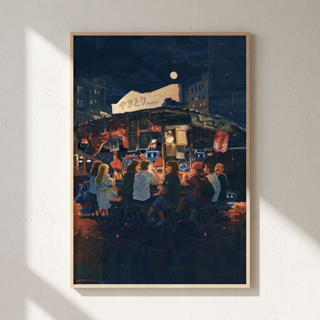 Fukuoka House-Japanese Street Scene Illustration — Photo 1