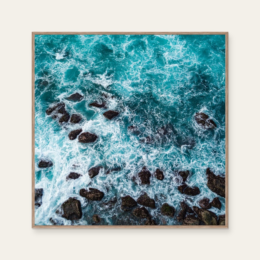 flying off the ground-2 by Loca, a square art print featuring natural landscapes and photographic and realistic imagery, in blue / purple tones.