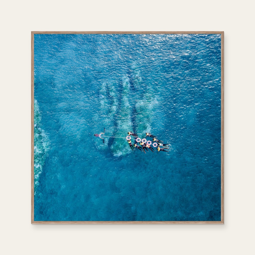 flying off the ground-3 by Loca, a square art print featuring natural landscapes and photographic and realistic imagery, in blue / purple tones.