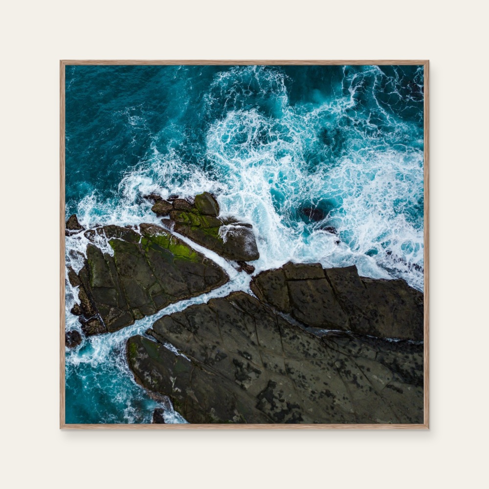 flying off the ground-7 by Loca, a square art print featuring natural landscapes and photographic and realistic imagery, in blue / purple tones.