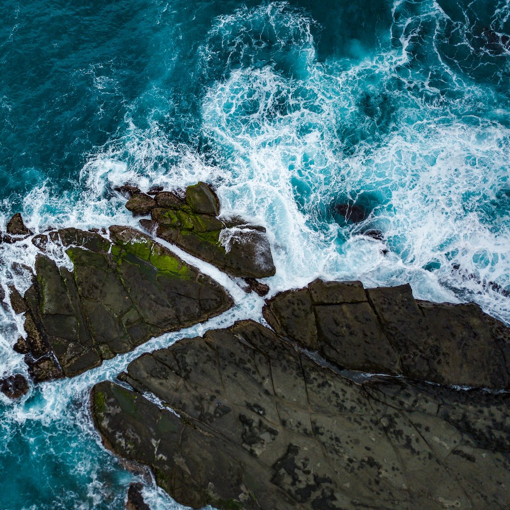 flying off the ground-7 by Loca, a square art print featuring natural landscapes and photographic and realistic imagery, in blue / purple tones. Artwork image.