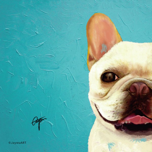 Companion · Pagoda (R) by JayWu, a square art print featuring animals, in teal and cream / brown tones. Artwork image.