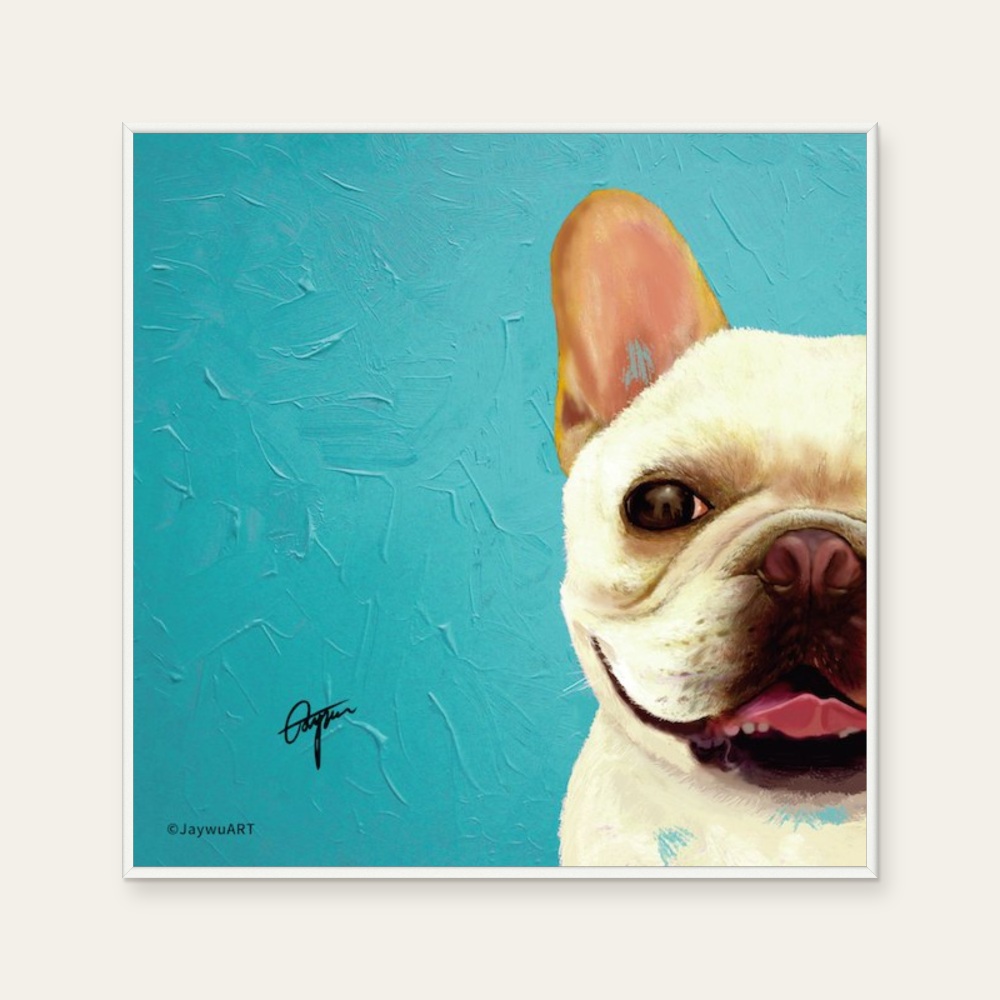 Companion · Pagoda (R) by JayWu, a square art print featuring animals, in teal and cream / brown tones. Cover image.