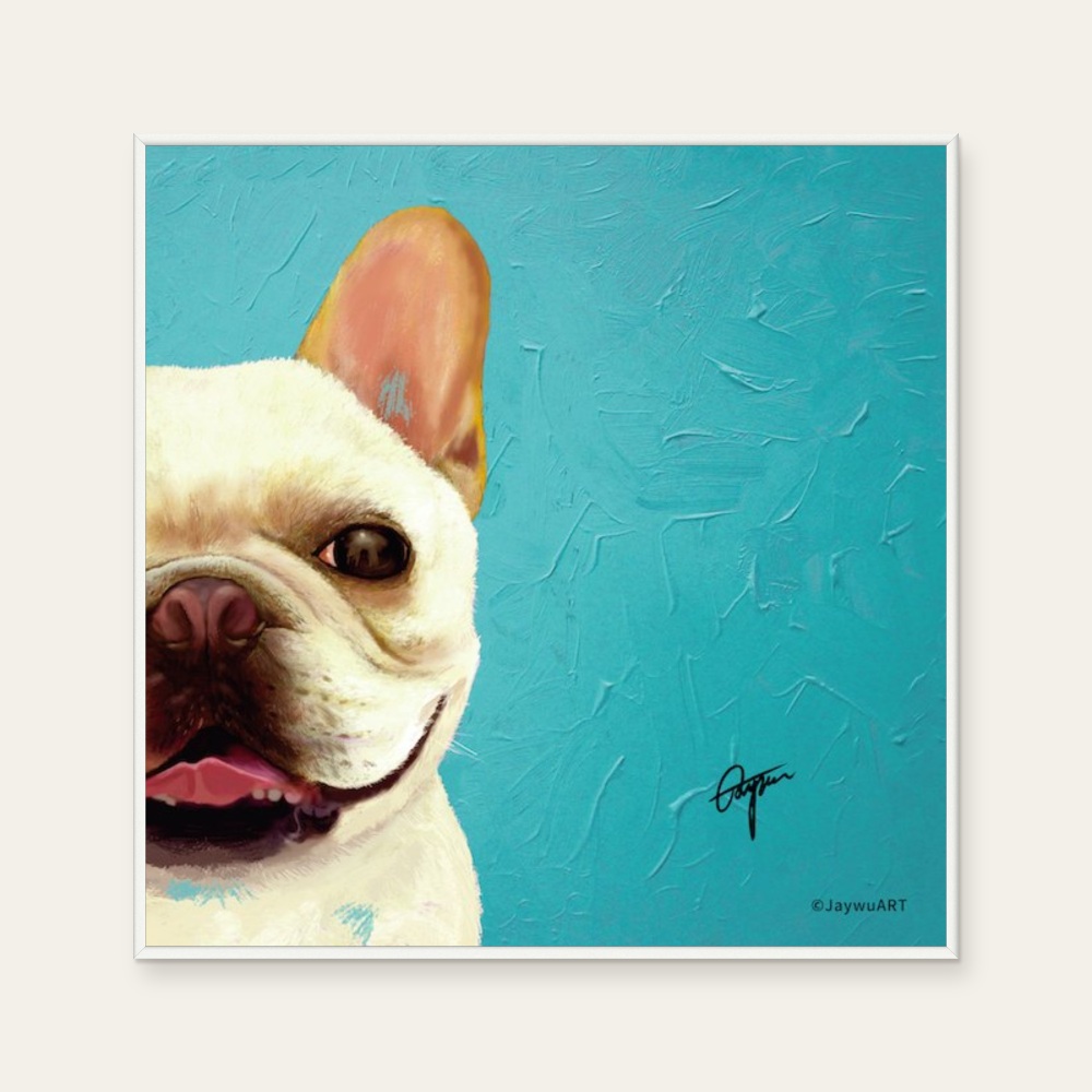 Companion · Pagoda (L) by JayWu, a square art print featuring animals, in teal and cream / brown tones. Cover image.
