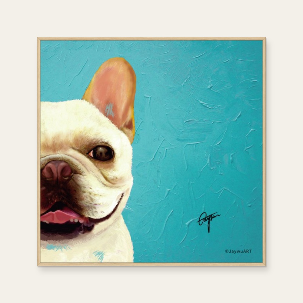 Companion · Pagoda (L) by JayWu, a square art print featuring animals, in teal and cream / brown tones.