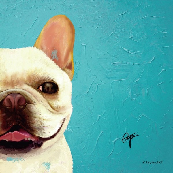 Companion · Pagoda (L) by JayWu, a square art print featuring animals, in teal and cream / brown tones. Artwork image.