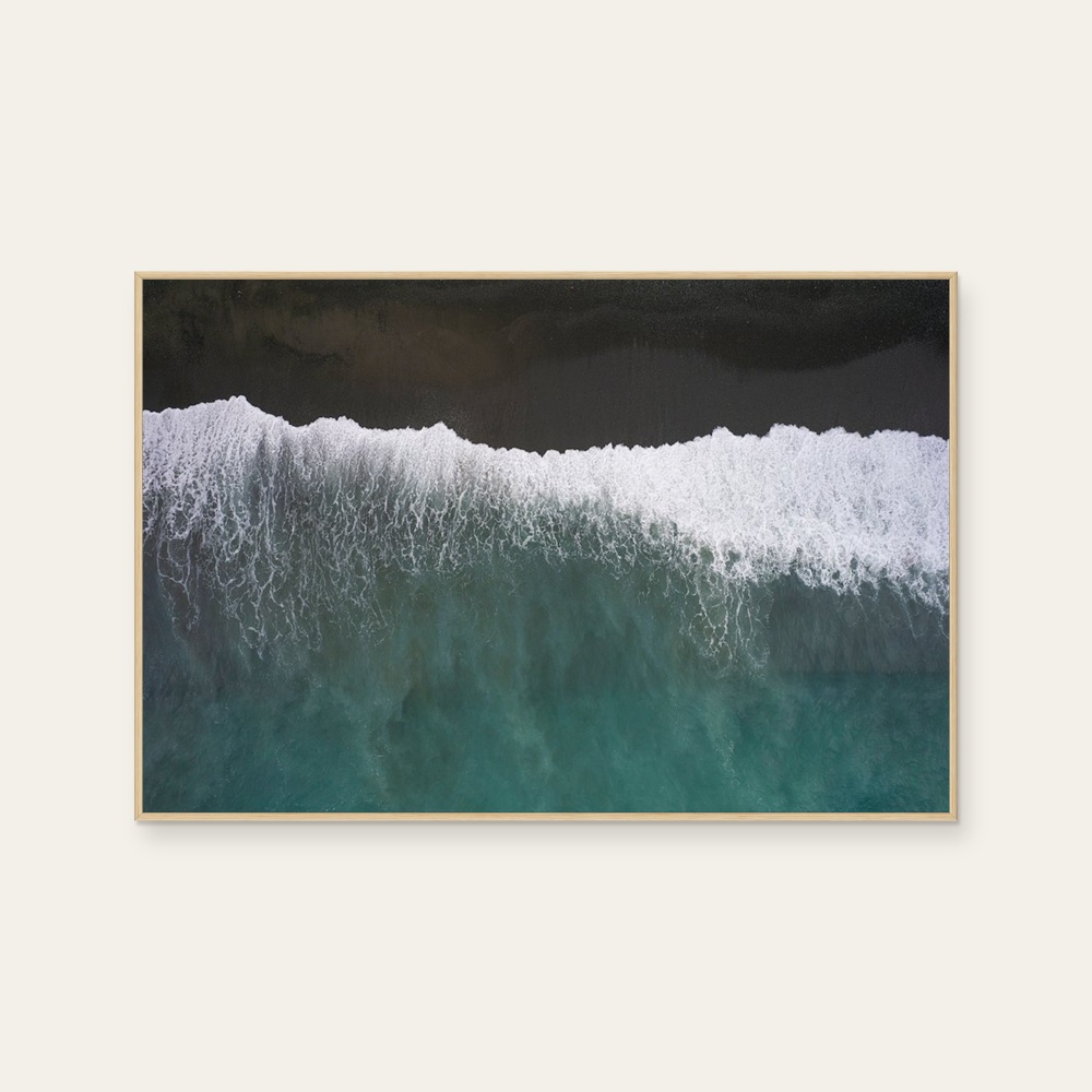 No Stash - Snow Mountain by aPo, a horizontal art print featuring natural landscapes and photographic and realistic imagery, in blue and teal and yellow / green tones.