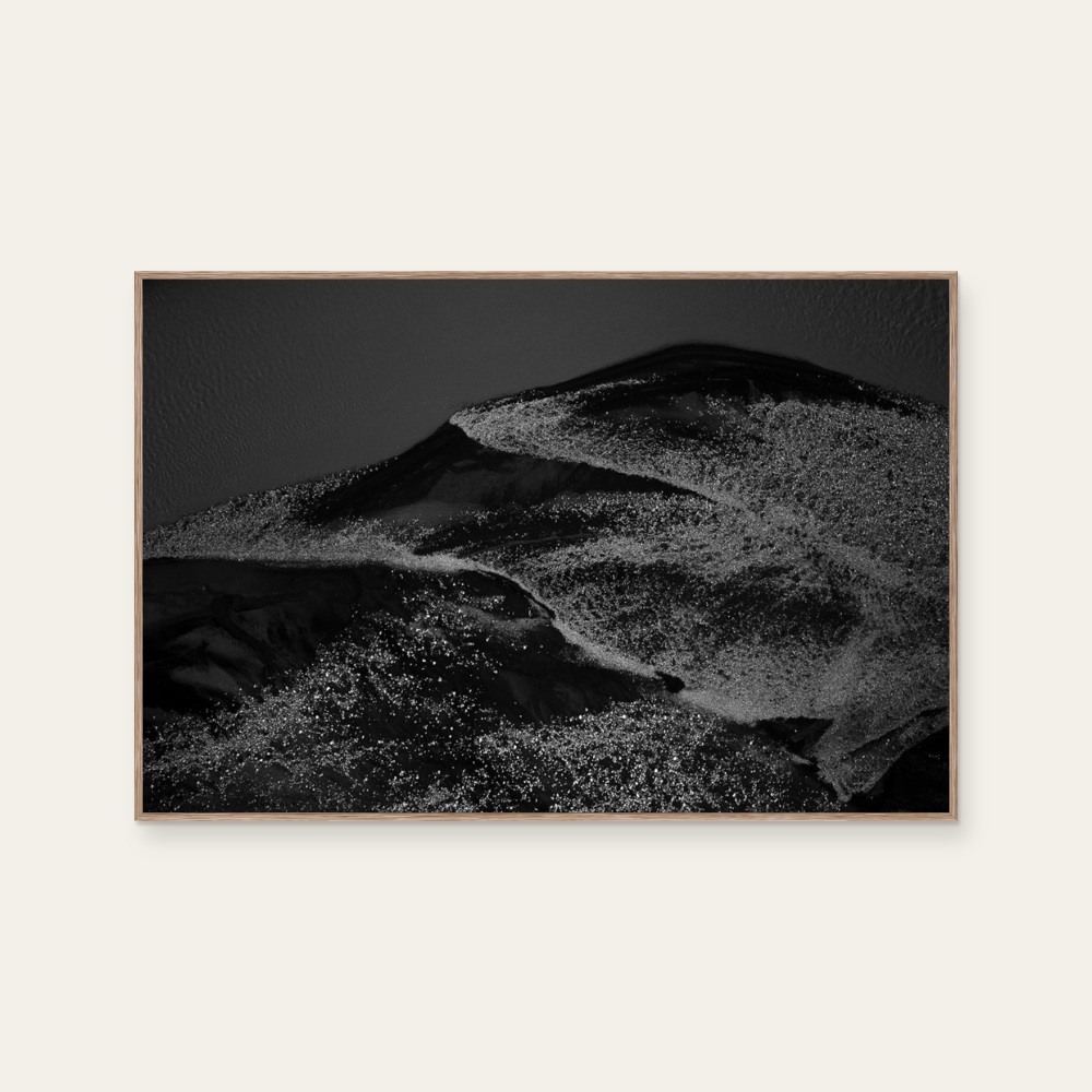 no hiding world - black treasure by aPo, a horizontal art print featuring natural landscapes and photographic and realistic imagery, in black and white and grey tones.