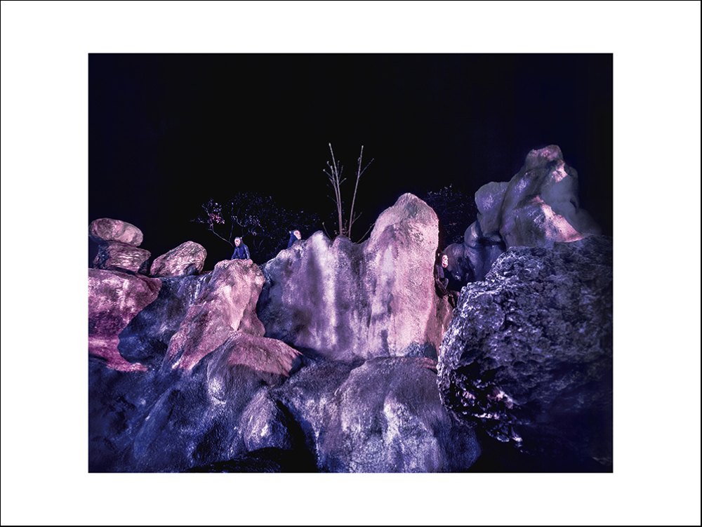 Ghost Park · Monkey by Peng Yihang, a horizontal limited-edition artwork featuring animals and photographic and realistic imagery, in black and white and blue and purple tones. Artwork image.