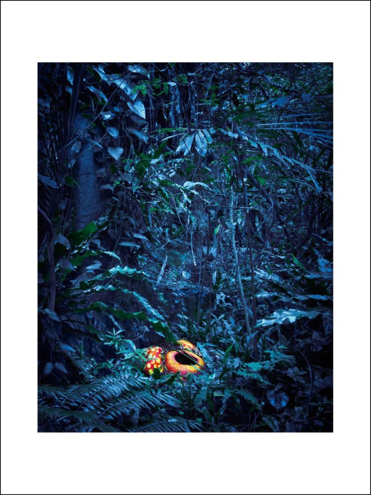 Ghost Park · Tyrannosaurus Rex by Peng Yihang, a vertical limited-edition artwork featuring animals and photographic and realistic imagery, in black and white and blue and purple tones. Artwork image.