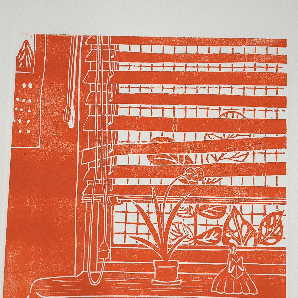蔡詠欣 XINs《版畫 · 窗 Window》：藍／紫色調，花卉植物與靜物題材，直幅限量作品。