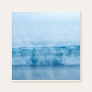 aPo《See Sea · Wave No.2》：粉紅與藍與奶茶／棕色調，自然風景與攝影與寫實題材，方形藝術掛畫。 封面圖片。