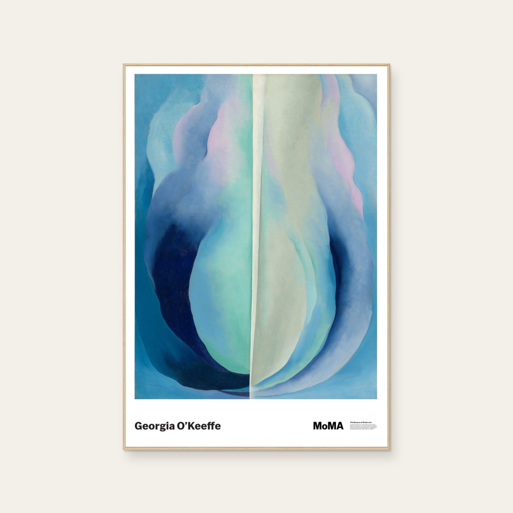 Abstraction Blue by Georgia O'Keeffe, a vertical poster featuring abstract lines and flowers and still life, in blue tones. Product image 4.