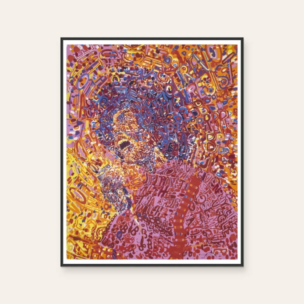 沃茲沃思·賈瑞爾 Wadsworth A. Jarrell《Revolutionary (Angela Davis)》：多彩色調，抽象線條題材，直幅海報。 產品圖片 2。