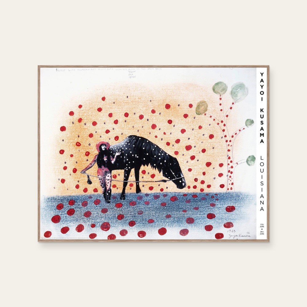草間彌生 Yayoi Kusama《絕版 · 自我消融 NO. 2 (1967)》:多彩色調,人物與動物題材,橫幅海報。 封面圖片。