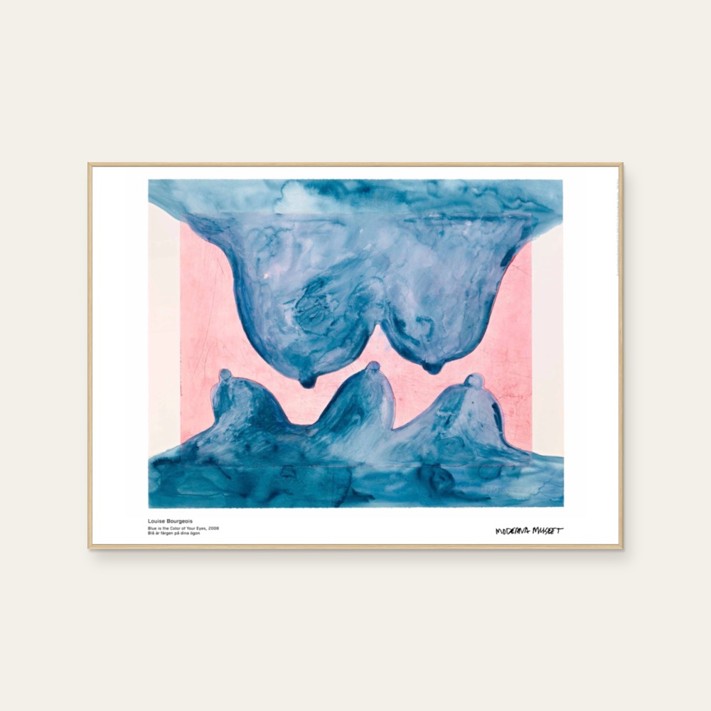 Blue is the Colour of Your Eyes by Louise Bourgeois, a horizontal poster featuring figures and abstract lines, in blue and pink tones. Product image 2.