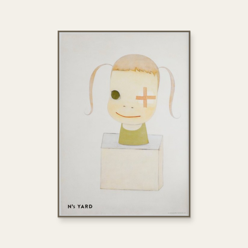 Sorry Couldn't Draw the Left Eye!(B2) by Yoshitomo Nara, a vertical poster featuring characters, in cream / brown and green tones. Product image 2.