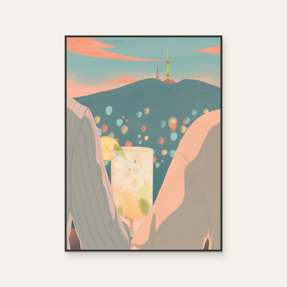 Mojito with you · Bartending painting by Zhang Zijun, a vertical art print featuring figures and photographic and realistic imagery, in multicoloured tones. Product image 2.