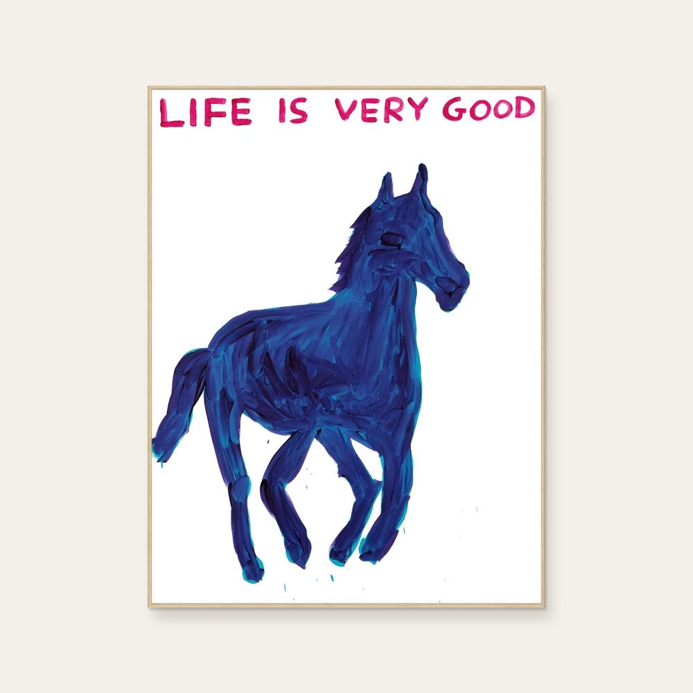 David Shrigley《Life is Very Good (生活美好)》：藍色調，動物題材，直幅海報。 產品圖片 2。