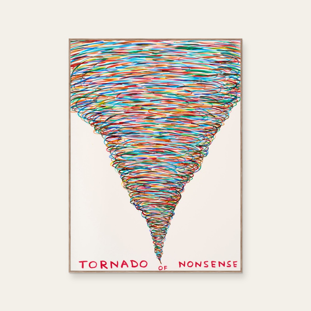 David Shrigley《tornado of nonsense (無意義的龍捲風)》：多彩色調，插畫題材，直幅海報。 產品圖片 2。