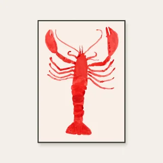Langosta by Marina García Fernández, a vertical poster featuring animals, in red / orange tones.