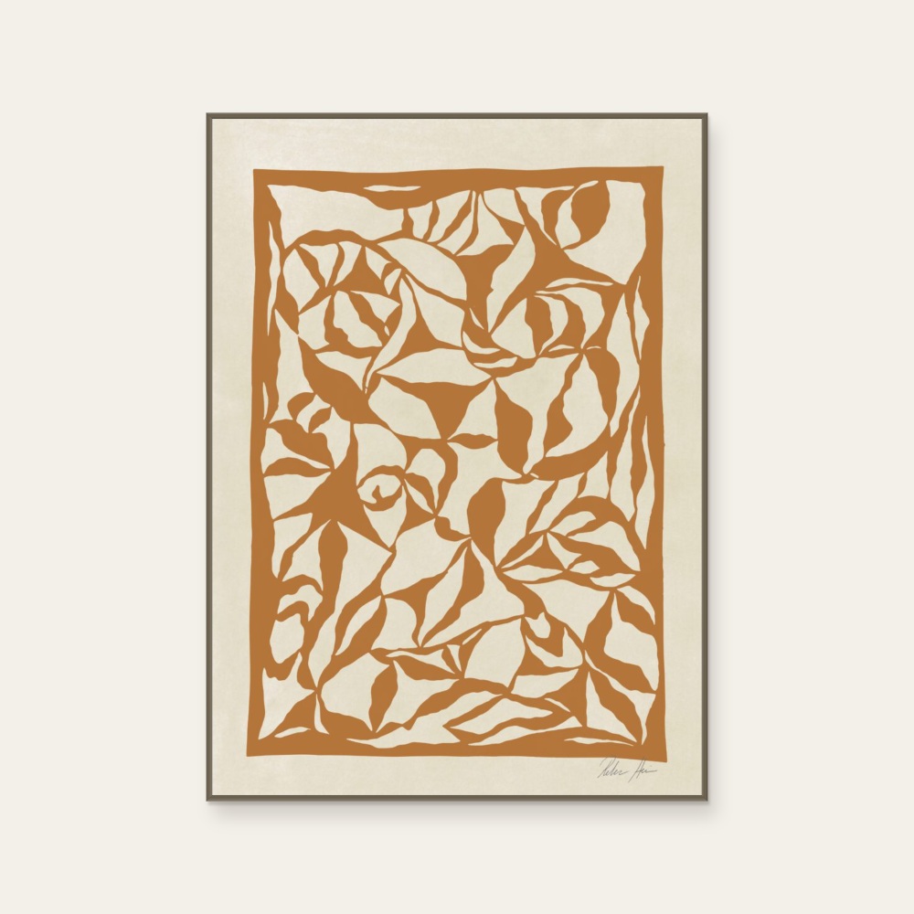 Rebecca Hein《Magnolia No 02》：奶茶／棕色調，抽象線條題材，直幅海報。 產品圖片 2。