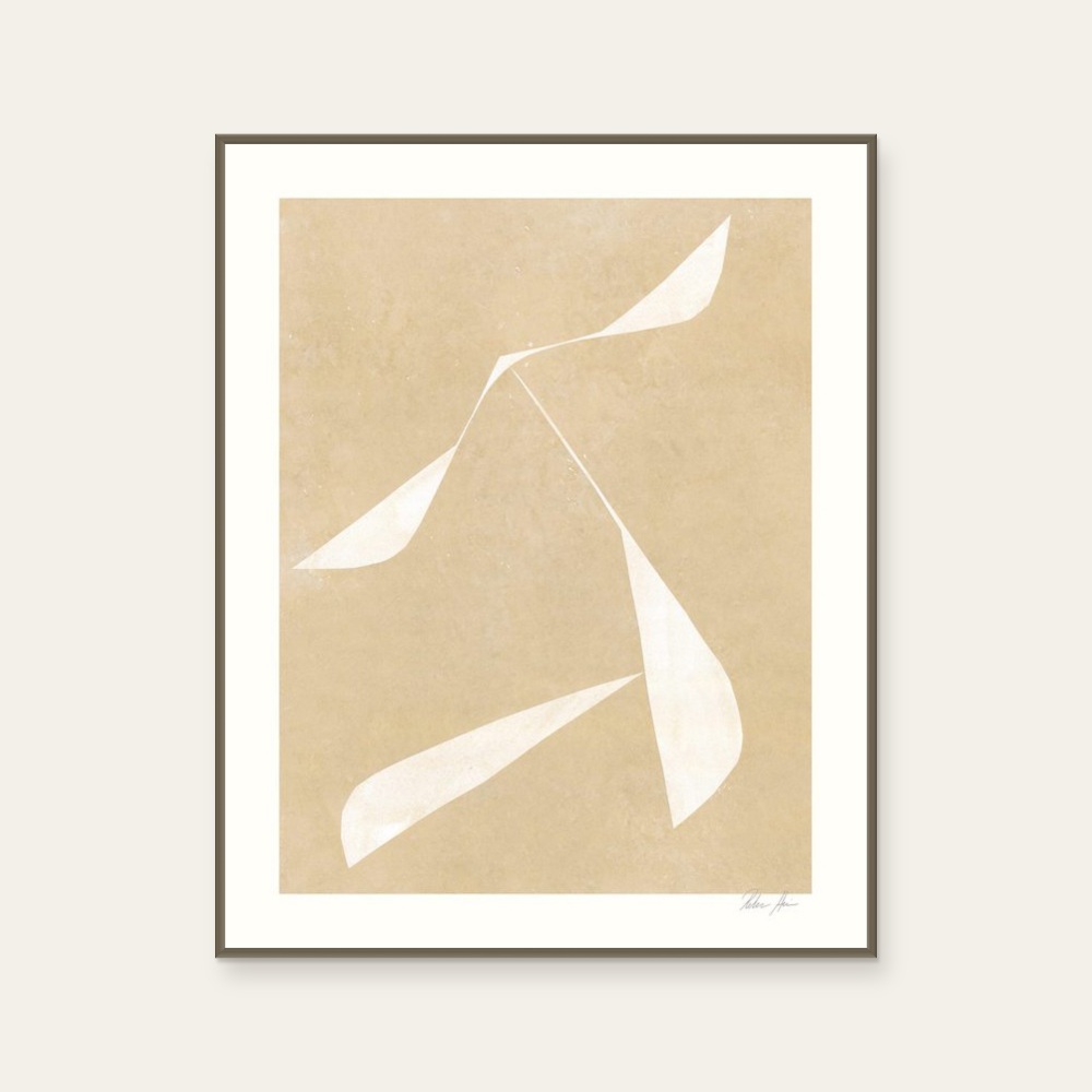 Rebecca Hein《Move no. 03》：奶茶／棕色調，抽象線條題材，直幅海報。 產品圖片 2。