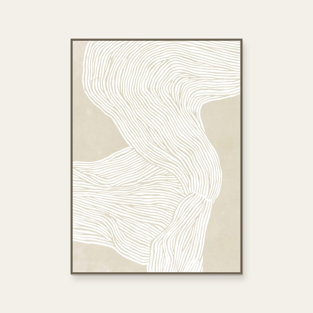 Rebecca Hein《The Line No.08》：奶茶／棕色調，抽象線條題材，直幅海報。 產品圖片 2。
