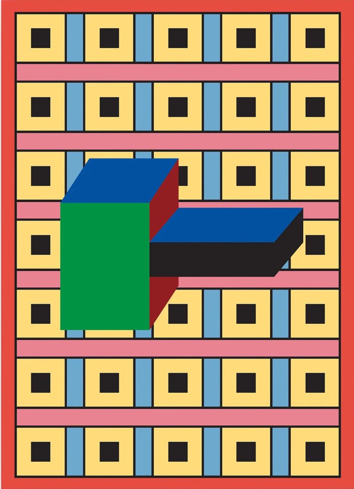 Nathalie du Pasquier《Manifesto 02》：多彩色調，抽象線條題材，直幅海報。 作品原圖。