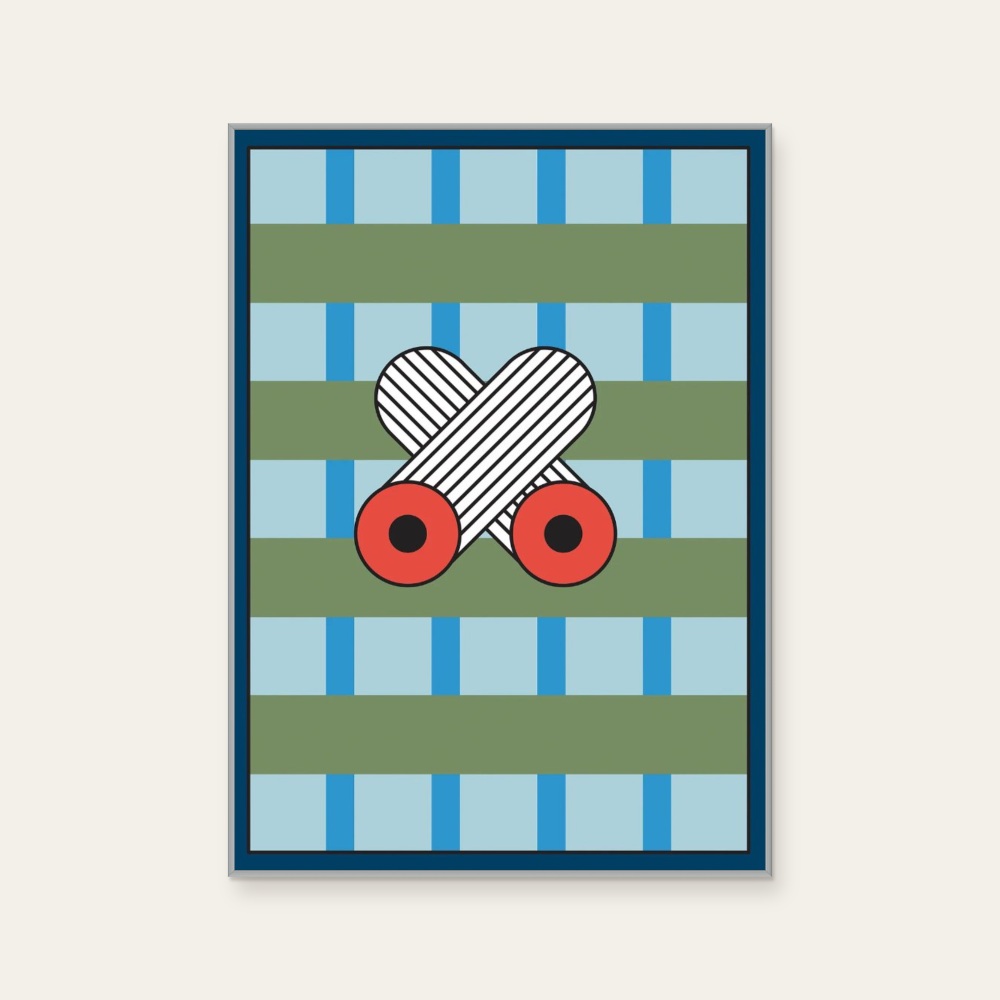 Nathalie du Pasquier《Manifesto 04》:藍與綠色調,抽象線條題材,直幅海報。 封面圖片。