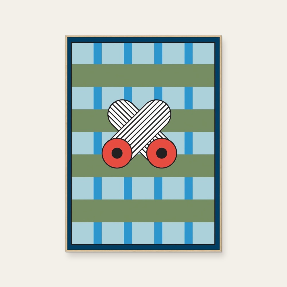 Nathalie du Pasquier《Manifesto 04》：藍與綠色調，抽象線條題材，直幅海報。 產品圖片 2。