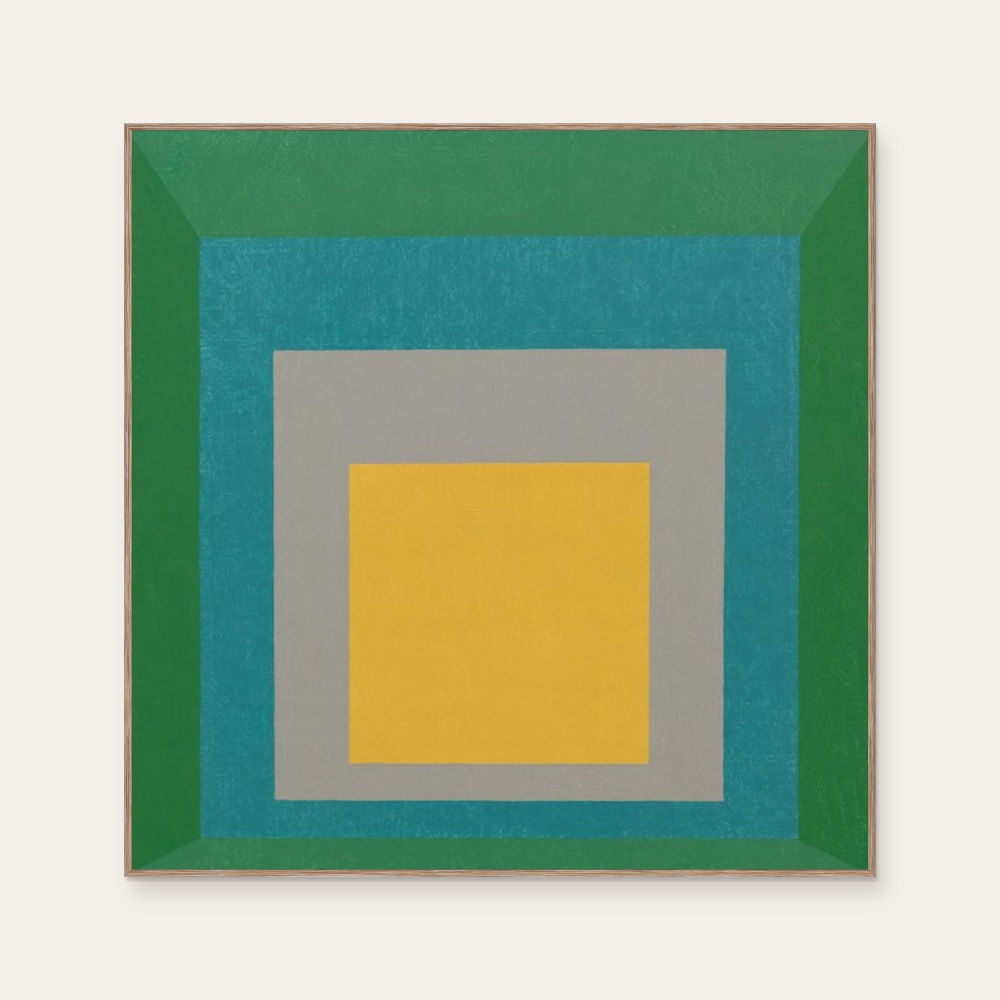 Josef Albers《Homage to the Square(Forest Luminescence)》：綠與藍綠色調，抽象線條題材，方形藝術掛畫。 產品圖片 2。